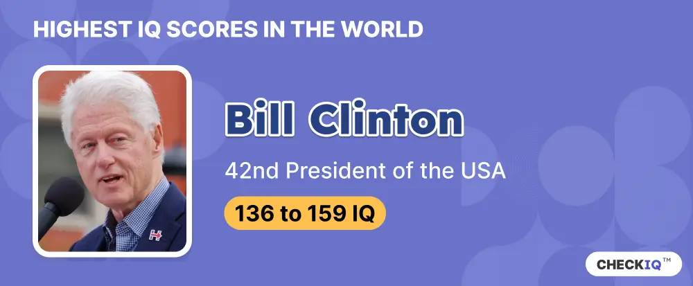 IQ score of 42nd President of the USA Bill Clinton