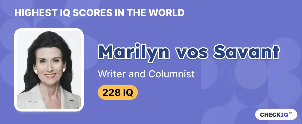 IQ score of Writer and Columnist Marilyn vos Savant