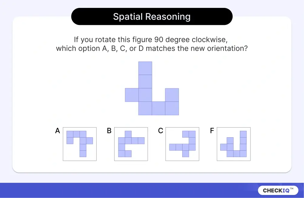 Spatial reasoning puzzle IQ question example with answer