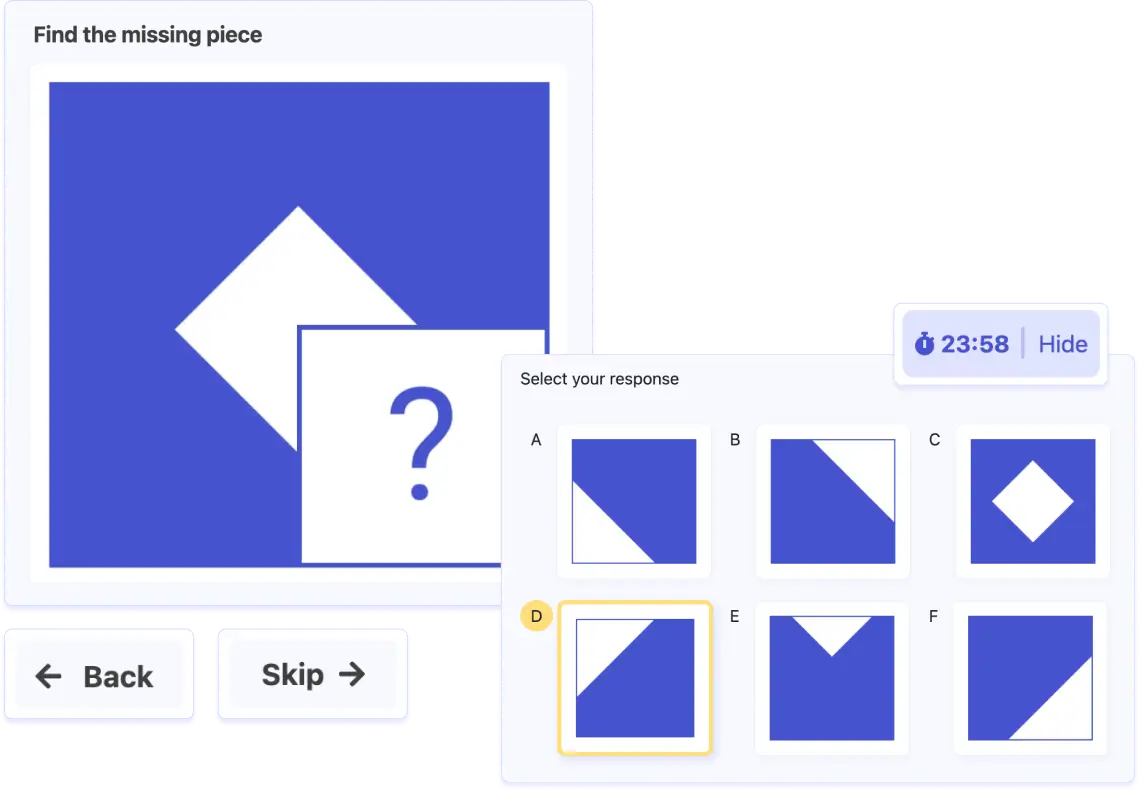 Example of an IQ test question - find the missing piece